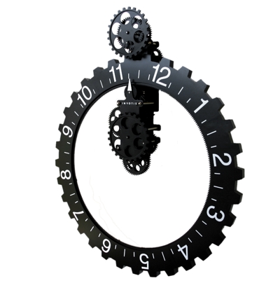 Invotis Wall Gear Clock BLACK